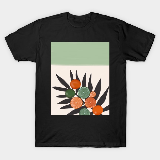 Fruit on Palm Leaf Minimal T-Shirt by vibold 